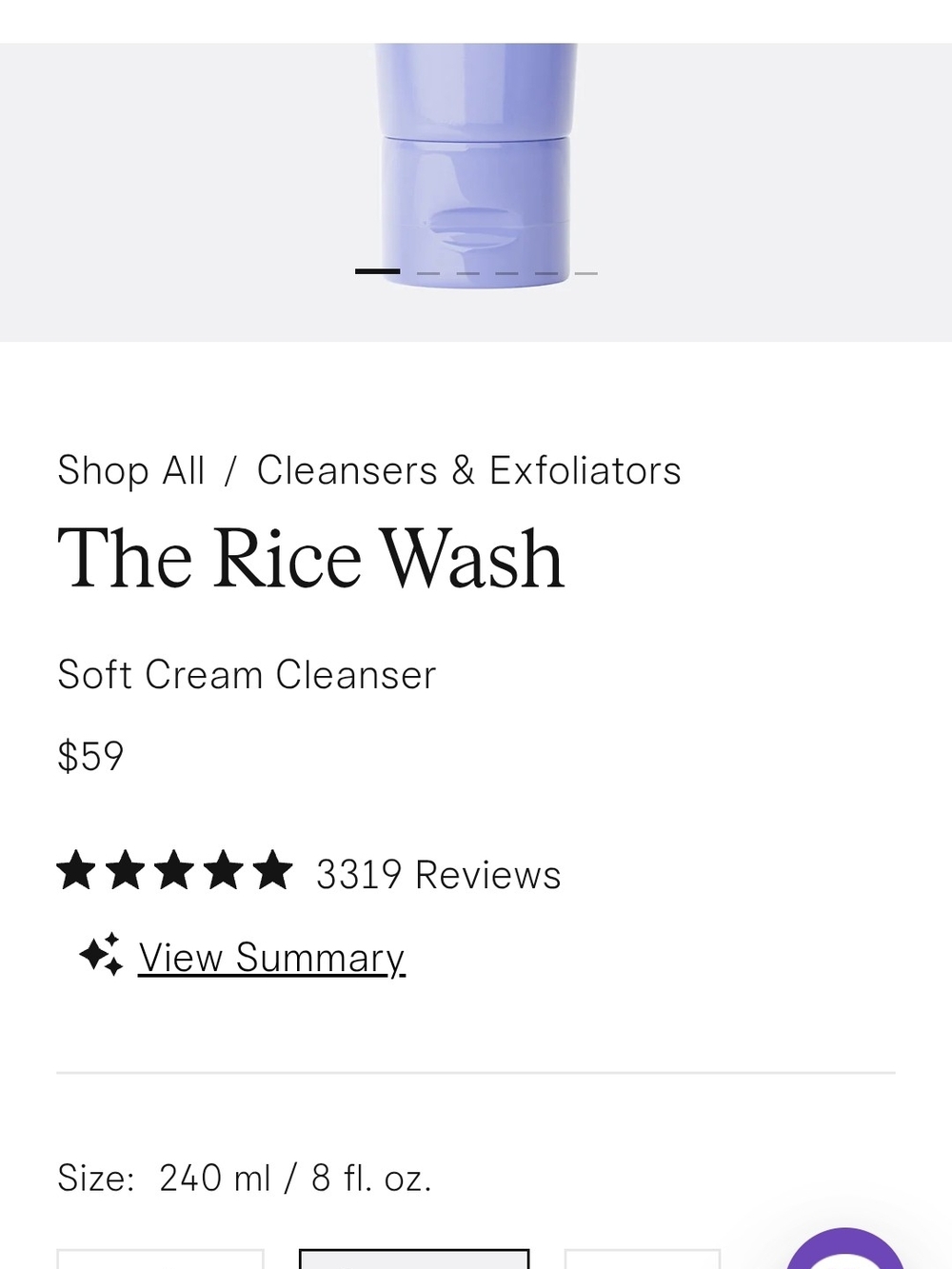 Tatcha The Rice Wash BIGGU SIZE 240ml/8floz NIB - Picture 7 of 7